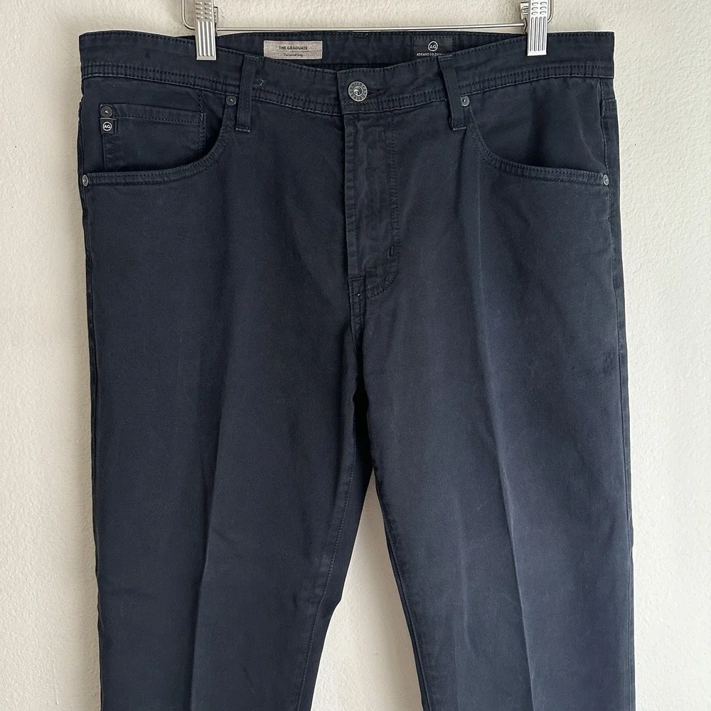 AG‎ Adriano Goldschmied The Graduate Pants Mens 36x34 Black Tailored Leg Sateen